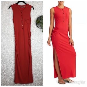 Athleta Ribbed Henley Maxi Dress | XS
